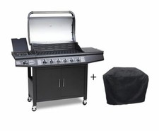 CosmoGrill BBQ Outdoor Gas Barbecue Stainless Steel 6+1 With Side Burner & Cover