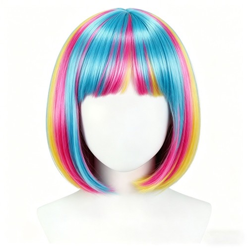 Synthetic wig with bangs short - synthetic,