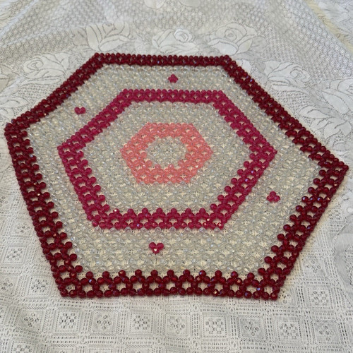 Vintage handmade beaded table - handmade,