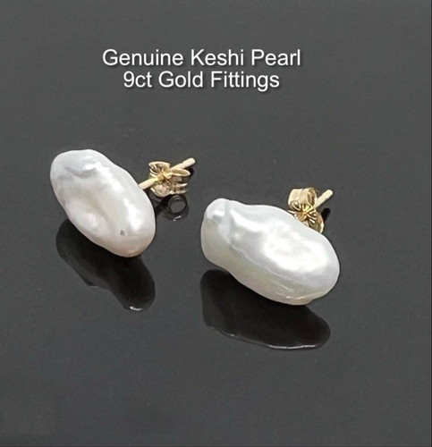 9ct keshi pearl earrings - pearl,