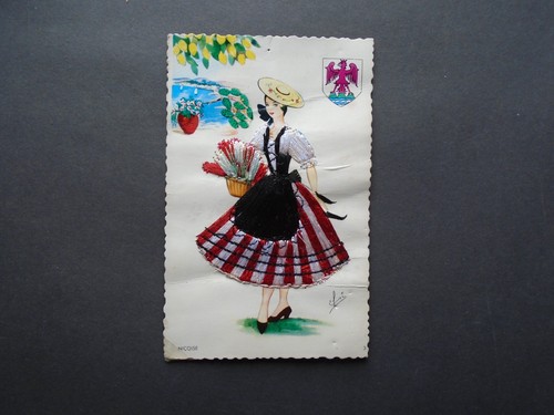 Silk embroidered lady - embroidered,