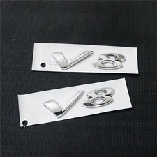 2x Chrome Silver V8 Plastic