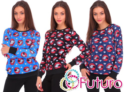 Womens pullover lips print - lips,