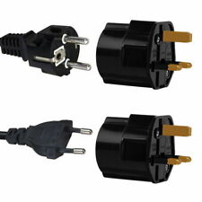 European Euro EU 2 Pin to UK 3 Pin Plug Adaptor Travel Mains Adapter Black/white