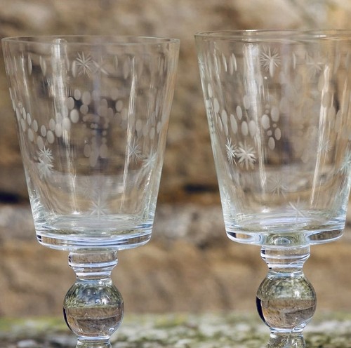 Lovely large etched goblets - large,