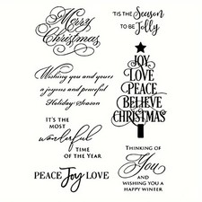 7 x 6.5" x 4.5"  Stamp Reusable Christmas Greeting & Sentiments NEW