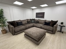 DFS Devine Corner Sofa & Footstool In Chocolate
