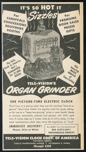 1949 tele vision clock - vision, corp