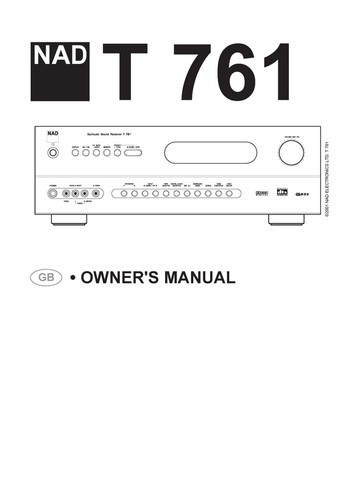 Owner manual for nad - for,