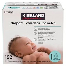 Kirkland Signature Baby Diapers Size 1 Nappy 4-6kg Breathable Pack 192 Nappies