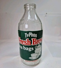 Vintage 80s Unigate Dairy Advert Ty-phoo Fresh Brew Tea Bags Glass Milk Bottle