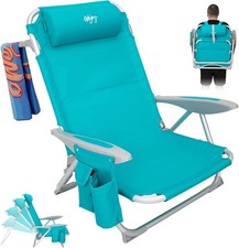 4-Position Adjustable Aluminum Folding Beach Chair blue