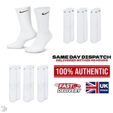 Nike White Crew Socks 3-Pair Athletic Lightweight Gym Training Comfort 8-11