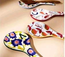 Anthropologie Ceramic Spoon Rest  ‘ A ‘ Decorative Hand Painted * New *