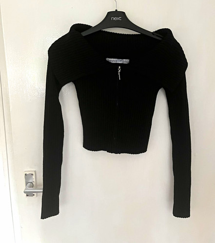 Bershka black ribbed knit - ribbed, zip