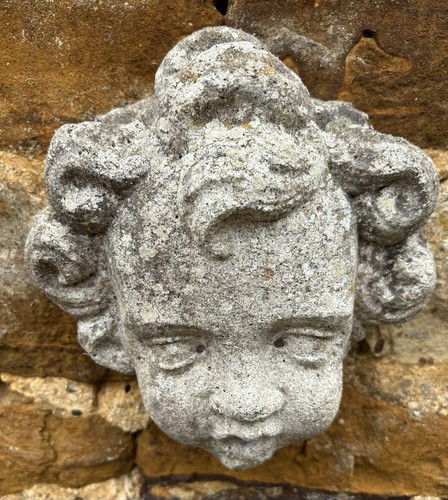 Antique stone cherub - antique,