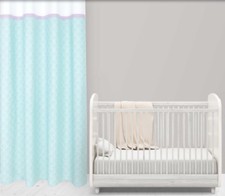 RING TOP NURSERY CURTAINS - 100% COTTON -L170xW135cm -(66x53ins) -DUCK-EGG