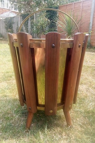 Vintage mid century teak - mid, brass