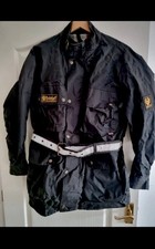 Belstaff Trialmaster PU Nylon Motorcycle Jacket Black Size M Made in England 