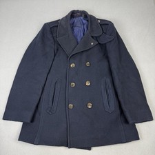 Ted Baker Jacket Mens Large 4 Navy Pea Coat Wool Blend Double Breasted Overcoat