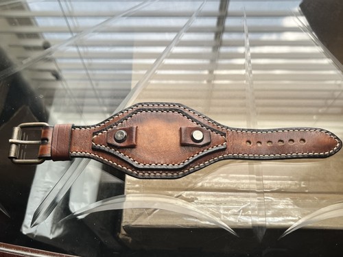 Leather cuff watch band men - cuff,
