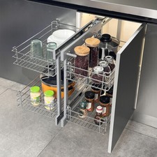 Pull Out Kitchen Wire Basket Magic Cabinet Corner Storage Unit Chrome Soft Close