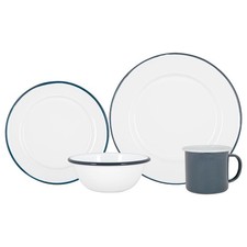 Piece white enamel dinner - 16,