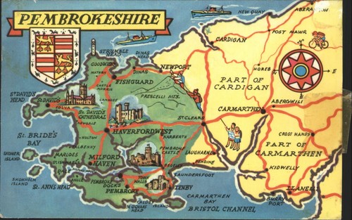 Vintage pembrokeshire map - pembrokeshire,