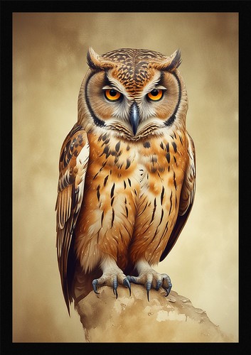 Dramatic owl framed wall - framed, art
