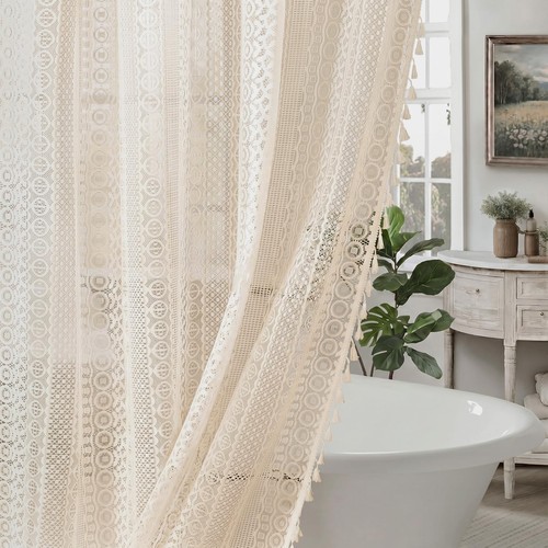 Beige lace shower - lace, curtain