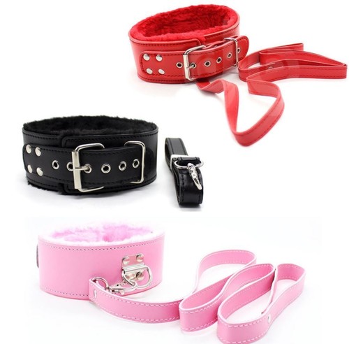 Leather fur bondage - fur, neck