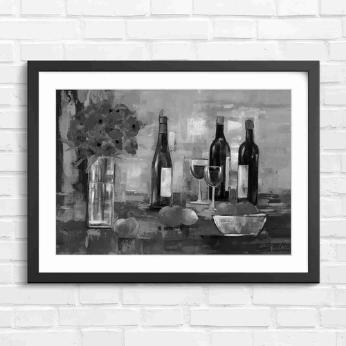 Wine and oranges - vase, poppy