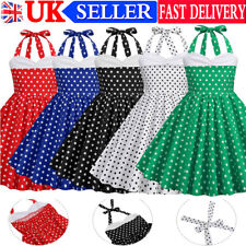 Kids Retro Polka Dot Swing Dress Girls 50s 60s Rockabilly Princess Parties Dress
