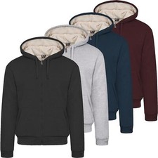 Mens Sherpa Fleece Fur Lined Hoodie Jacket Winter Work Hooded Warm Padded Coat