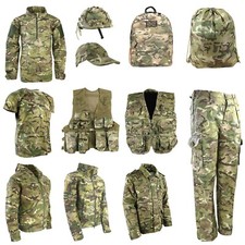 KIDS ARMY CLOTHING T-SHIRT TROUSERS VEST HELMET CAP COAT BAG BOYS BTP CAMO