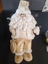 Large Freestanding Santa/Father Christmas Decoration 46cm Cream & Gold PLZ READ