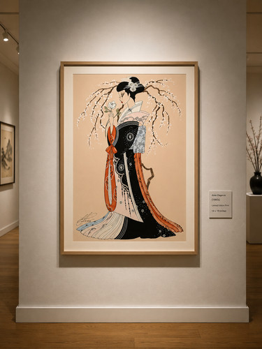 Mixed media japanese lady - mixed,
