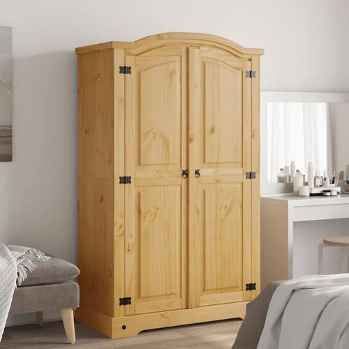 Wardrobe brown solid pine - brown,