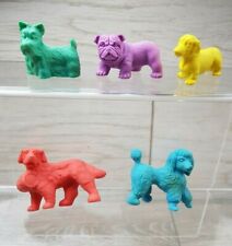 Vintage Japan Colourful Dogs Poodle Westie Bulldog & more Cute  Erasers Rubbers 