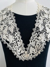 Antique Victorian Edwardian Schiffli Irish Crochet Lace Collar Mending Project