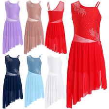 iEFiEL Girls Lyrical Contemporary Dance Dress Flowy Skirt Camisole Ballet UK