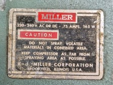 Miller Air Compressor For Air Brush Art