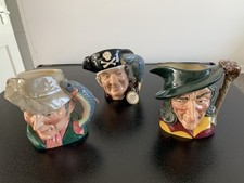 Royal Doulton The Poacher Long John Silver Pied Piper Toby Jugs 10cm