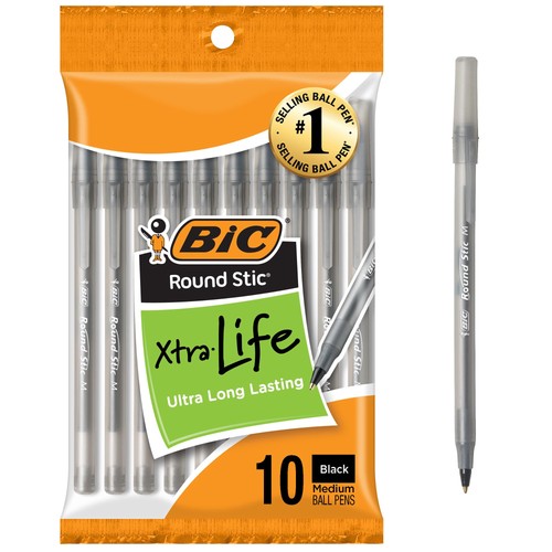 Bic round stic xtra life - stic, black