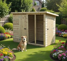 Wooden Dog Kennel and Run
