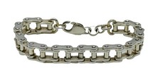 V Heavy  925 STERLING SILVER 65.69g 12mm Wide BIKE CHAIN Design Bracelet. 23cm