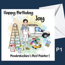 Personalised painter decorator card Grandson, Son, Dad, Male, Brother, Uncle
