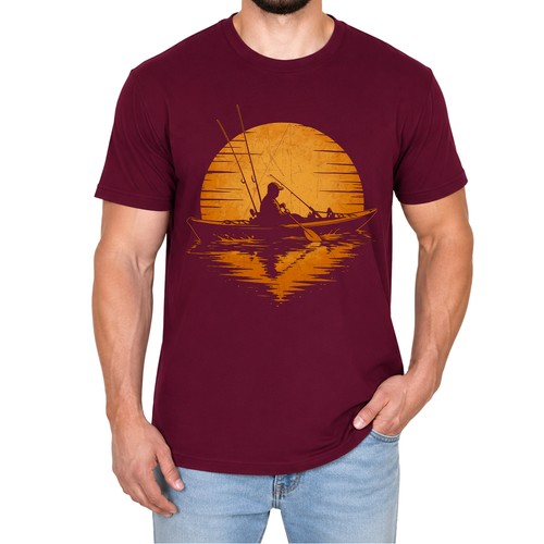 Vintage sunset kayak - kayak, fishing