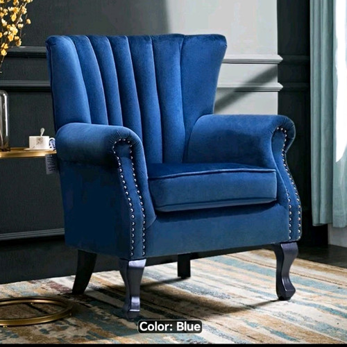 Blue upholstered wingback - upholstered,