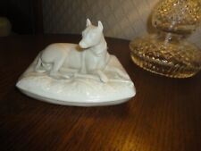Belleek 4th period Figure of a Greyhound sitting on a Base Mint Condition C 1947